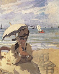 Camille Sitting on the Beach at Trouville, 1870